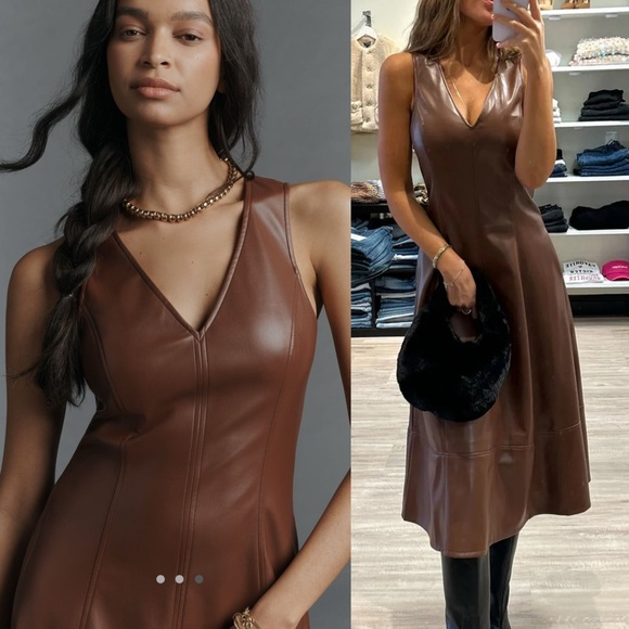Anthropologie Paige Fiorella Faux Leather Midi Dress